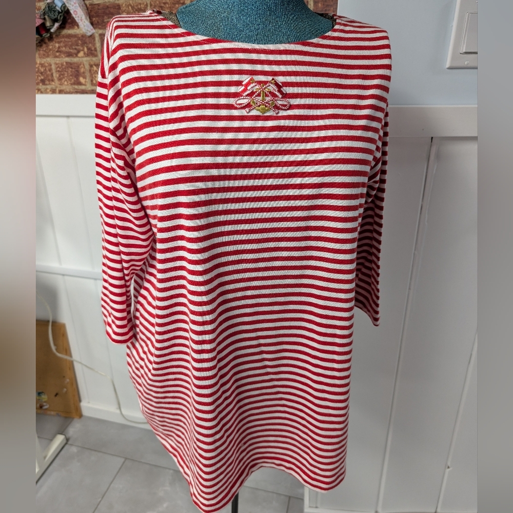 Vintage Maternity Dividends Red and White Striped Top with Dan Howard Red Shorts - Picture 9 of 16